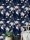 Pink Lily Flowers on Dark Blue Background Wallpaper