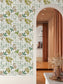 Green leaves tropical and floral wallpaper