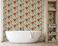 Hand Painted Red Flowers Motif Pattern Trendy Wallpaper