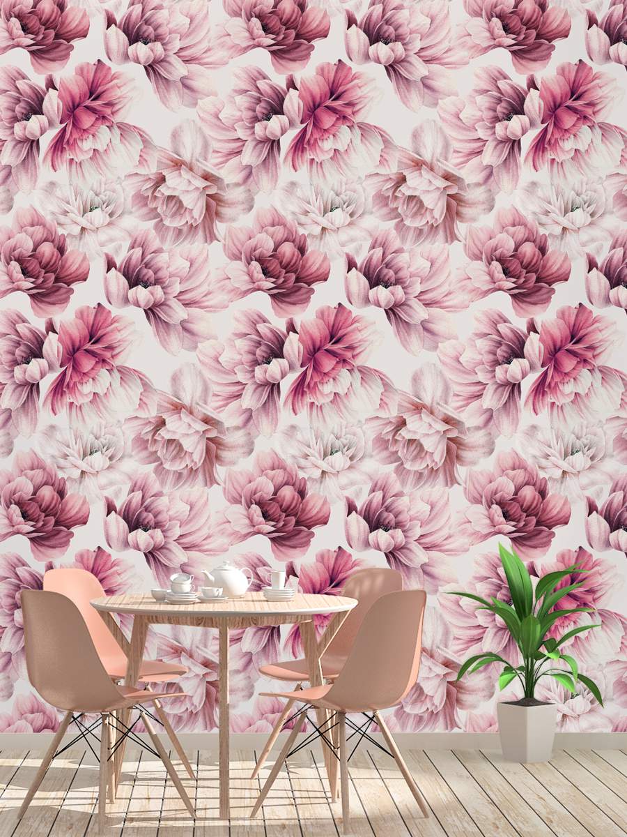Pink Roses Floral Wallpaper Rolls