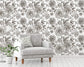 Peonies and Roses Floral Black Flowers Leaves Wallpaper Rolls