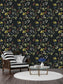 Forest Flowers Wall Design Wildflowers and Berries Dark Botanical Retro Wallpaper