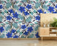 Navy Blue Flowers and White Watercolor Floral Wallpaper