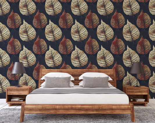 Luxury Texture Big Tree Leaf Wallpaper Rolls