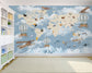 Kids world map with aircraft fish and animals - view 3