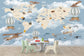 Kids world map with aircraft fish and animals - view 4