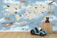 Kids world map with aircraft fish and animals - view 5