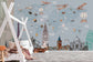 World's Famous Architectural Structures and Building with World Map Wallpaper