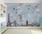 World's Famous Architectural Structures and Building with World Map Wallpaper