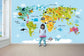 Children world map bright colours wallpaper - view 3
