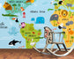 Children world map bright colours wallpaper - view 4