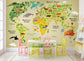 Cartoon world map kids wallpaper
