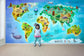 Children World Map Bright Colours Wallpaper