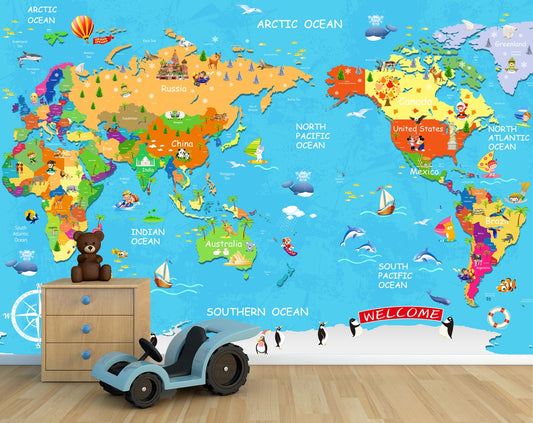 Explore the World by little hands Kids Room Wallpaper