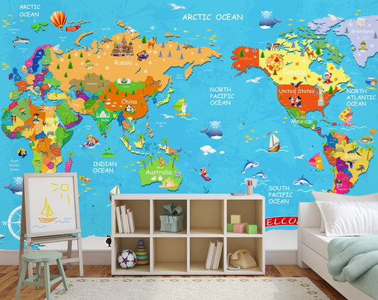 Explore the World by little hands Kids Room Wallpaper
