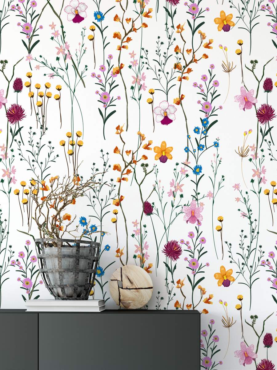 Bohemian, Boho Wallpaper Colourful Flowers Wallpaper Rolls