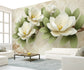 Living Room - 3D Magnolia Flowers Mural Wallpaper