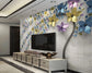 Living Room - 3D Metal Flower TV Background Wallpaper