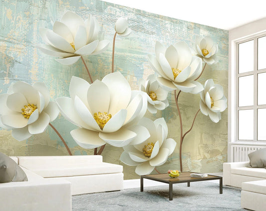 3D Magnolia Flowers Customize Wallpaper