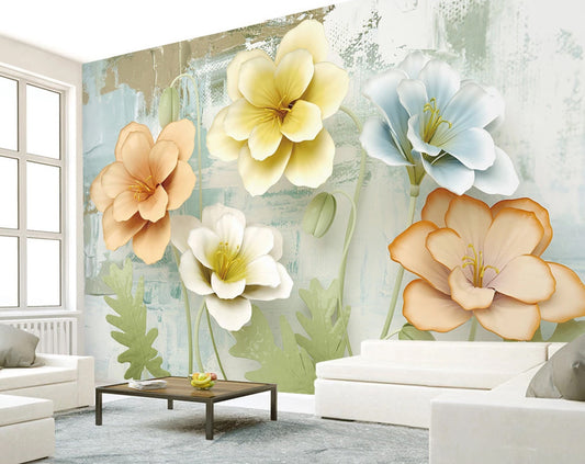Colourful Flowers 3D Wallpaper for Walls