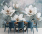 Dining Room - 3D White Big Flower Wallpaper for Living Room and Bedroom Walls