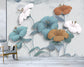 3D blue white and orange flower wallpaper - view 3