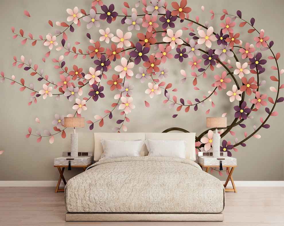 Modern Creative Flowers Tree Mural Wallpaper