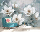3D white big flower wallpaper for living room - view 2