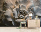 3D grey big rose wall mural - view 3