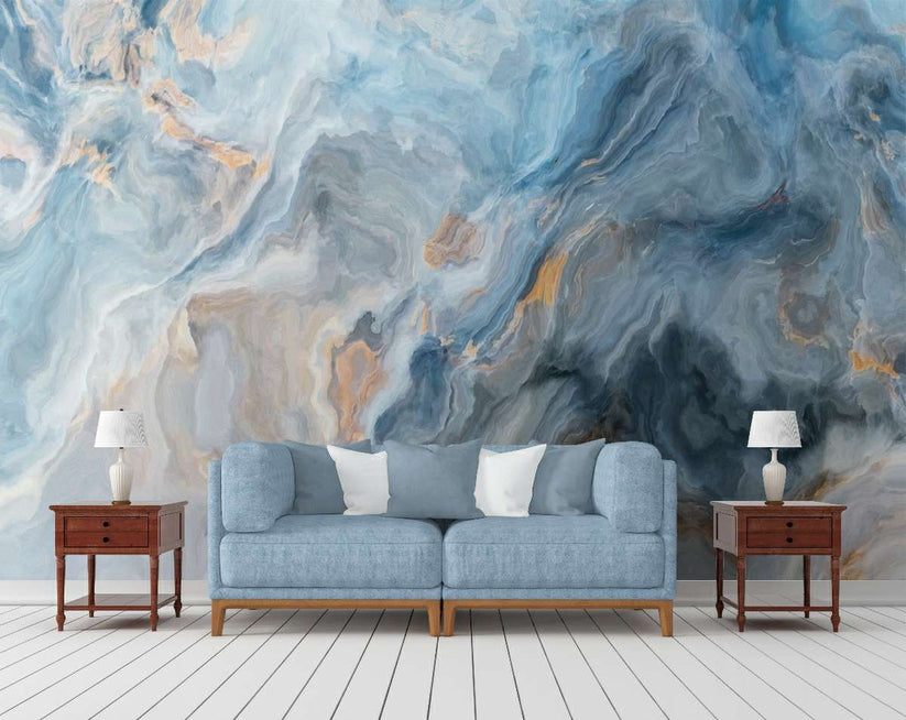 Blue Ocean Abstract Peel and Stick Wallpaper Marble Mural Wallpaper Ro ...