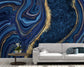 Blue and yellow marble abstract wallpaper