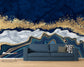 Blue and golden yellow marble wallpaper