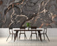 Dining Room - Grey Marble Red Rose Swirl Abstract Pattern Mural Wallpaper