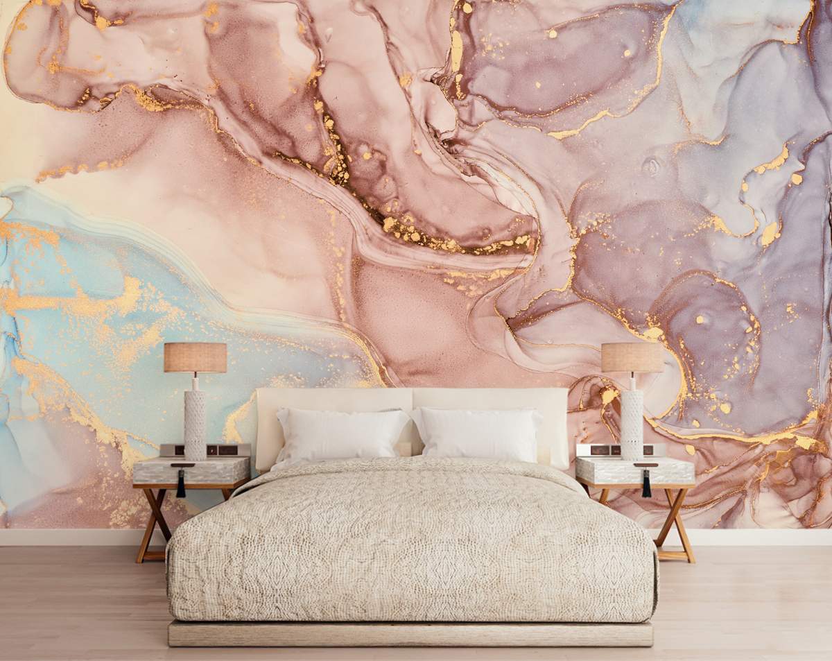 Pink and Gold Marble Texture Wallpaper