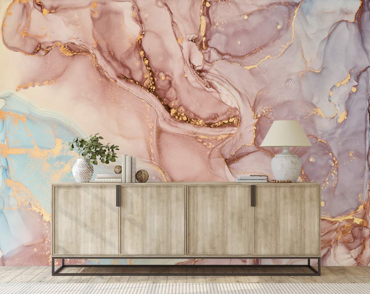 Pink and Gold Marble Texture Wallpaper