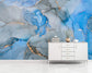 Living Room - Blue and Grey Gold Marble Abstract Wallpaper