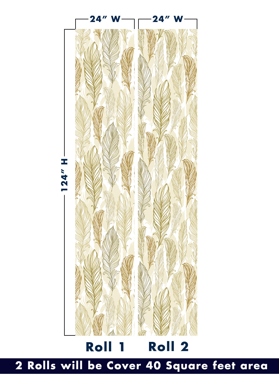 Stylish Trendy Beige Feathers Hand Drawn Wallpaper Rolls